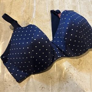 NWT Cacique Size 38DDD (F) navy blu lightly lined balconette back smoothing bra